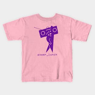 power_lunch boomboxdude logo (purple print) Kids T-Shirt